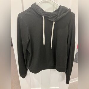 Vuori Charcoal Hoodie with Cream Drawstrings